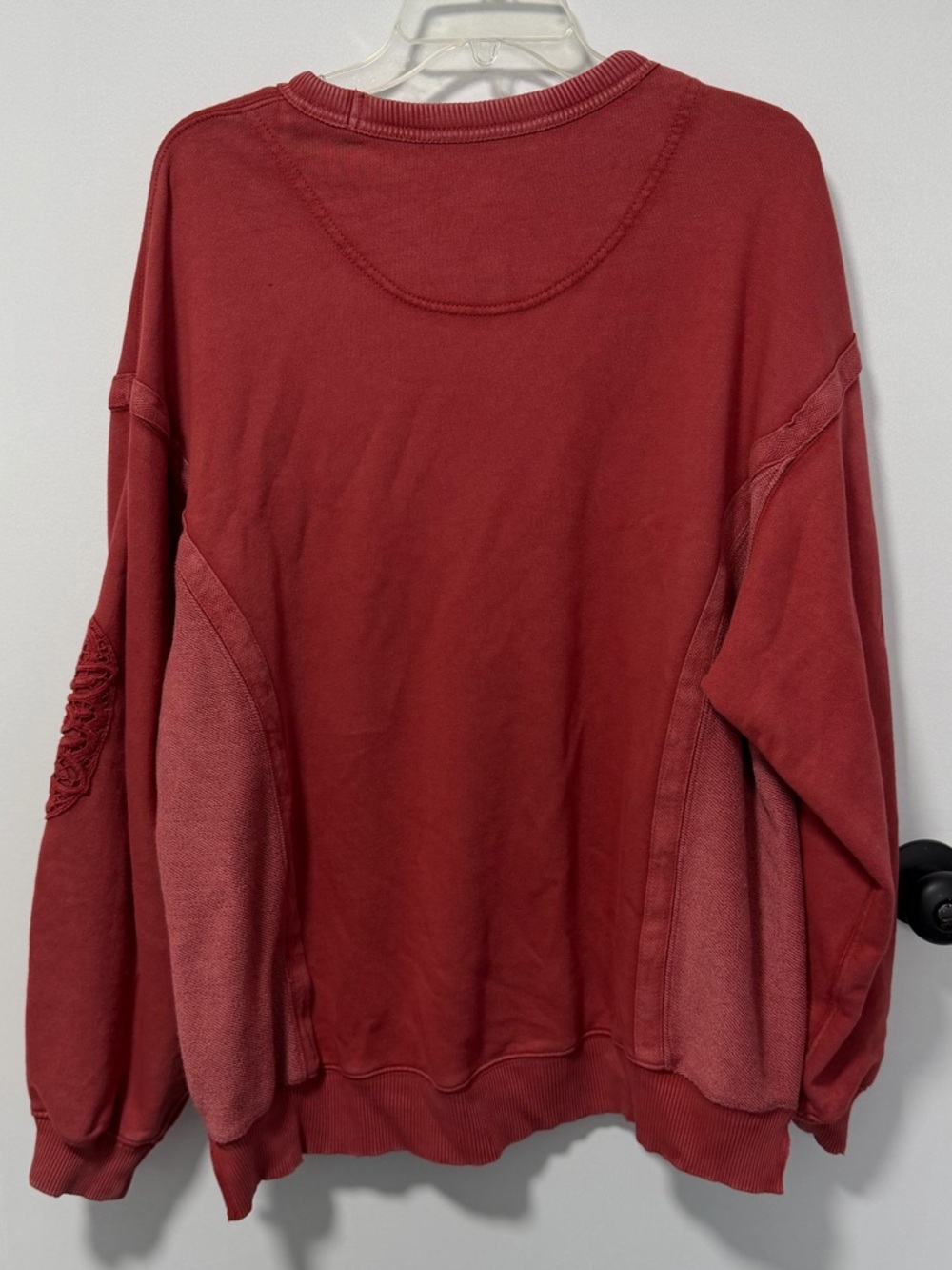 Aerie Oversized Red Sweatshirt with Lace Elbow Detail | Size XS | Like New - Picture 2 of 4